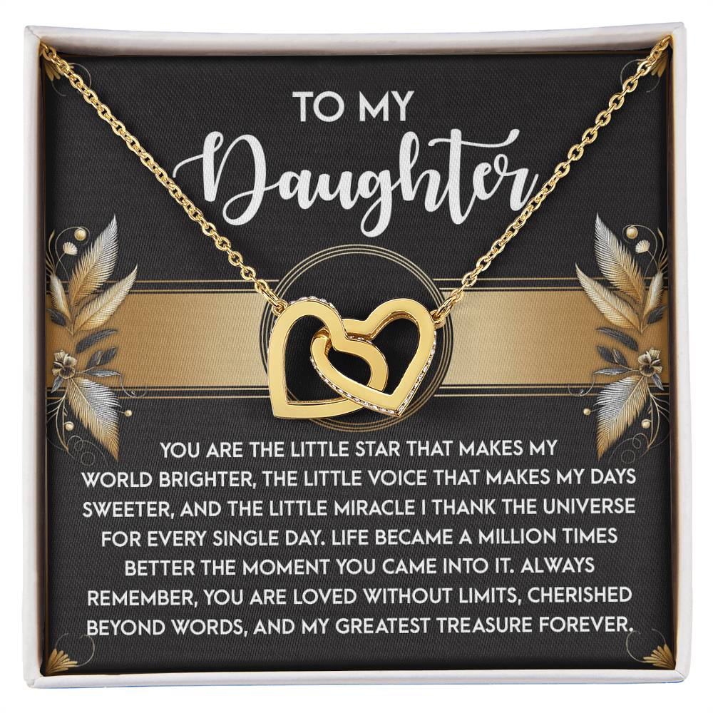 Daughter-Greatest Treasure Interlocking Hearts Necklace