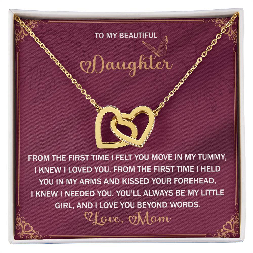 Daughter-Beyond Words Interlocking Hearts Necklace
