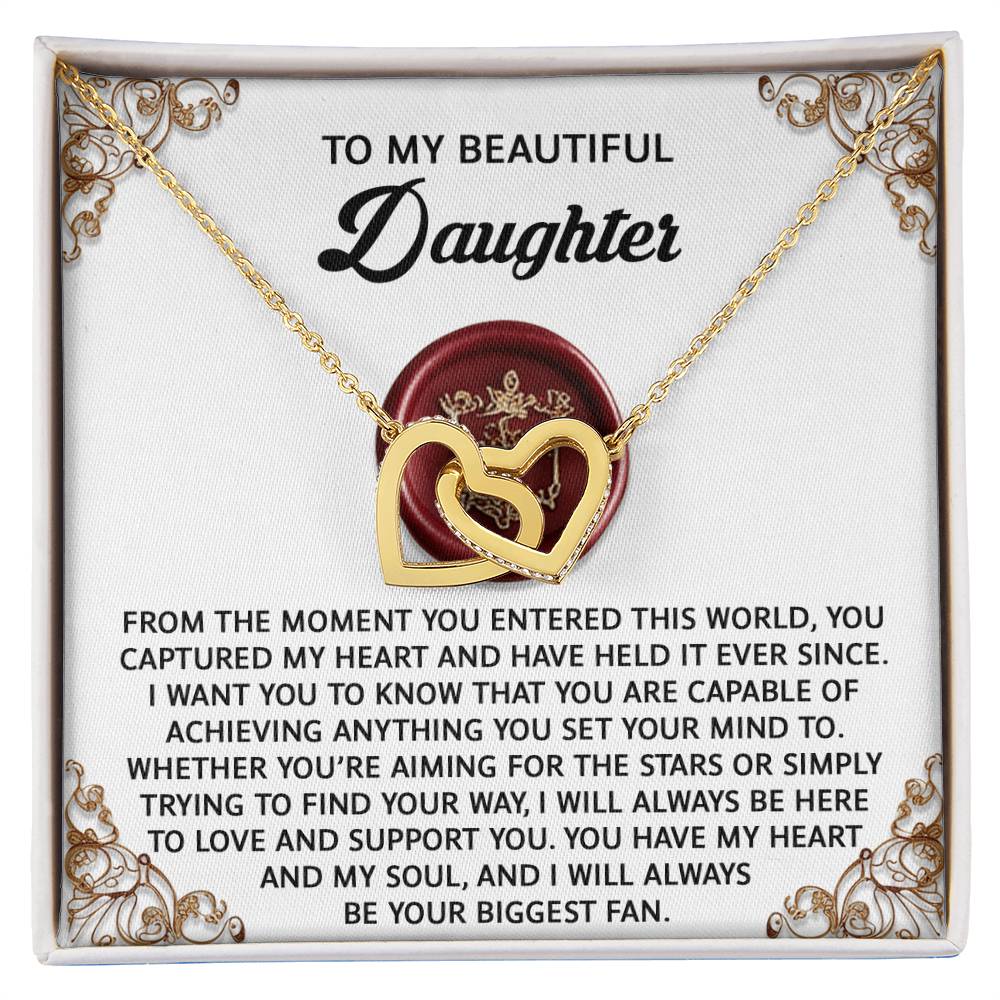 Daughter-Biggest Fan Interlocking Hearts Necklace