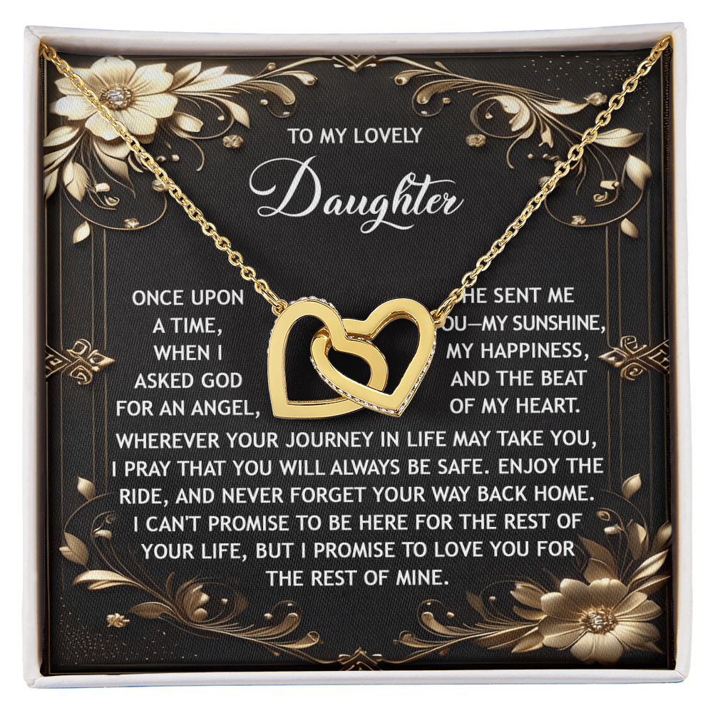 Daughter-Be Safe Interlocking Hearts Necklace