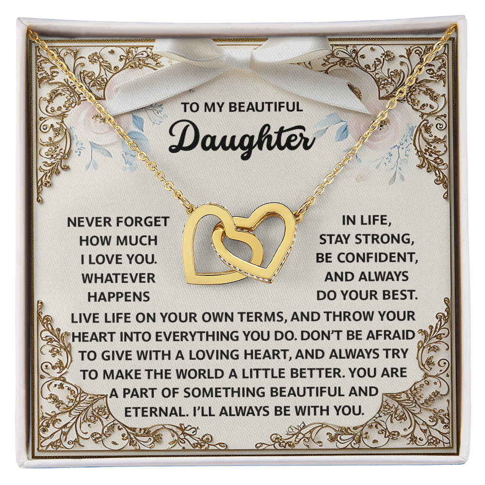 Daughter-Beautiful And Eternal Interlocking Hearts Necklace