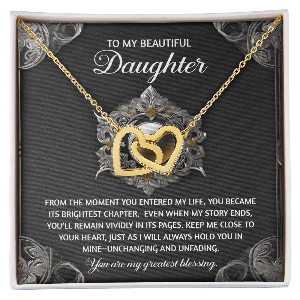 Daughter-Greatest Blessing Interlocking Hearts Necklace