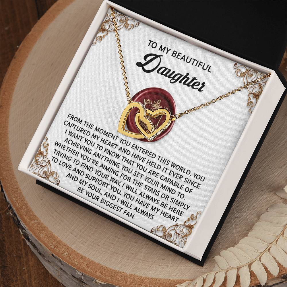 Daughter-Biggest Fan Interlocking Hearts Necklace