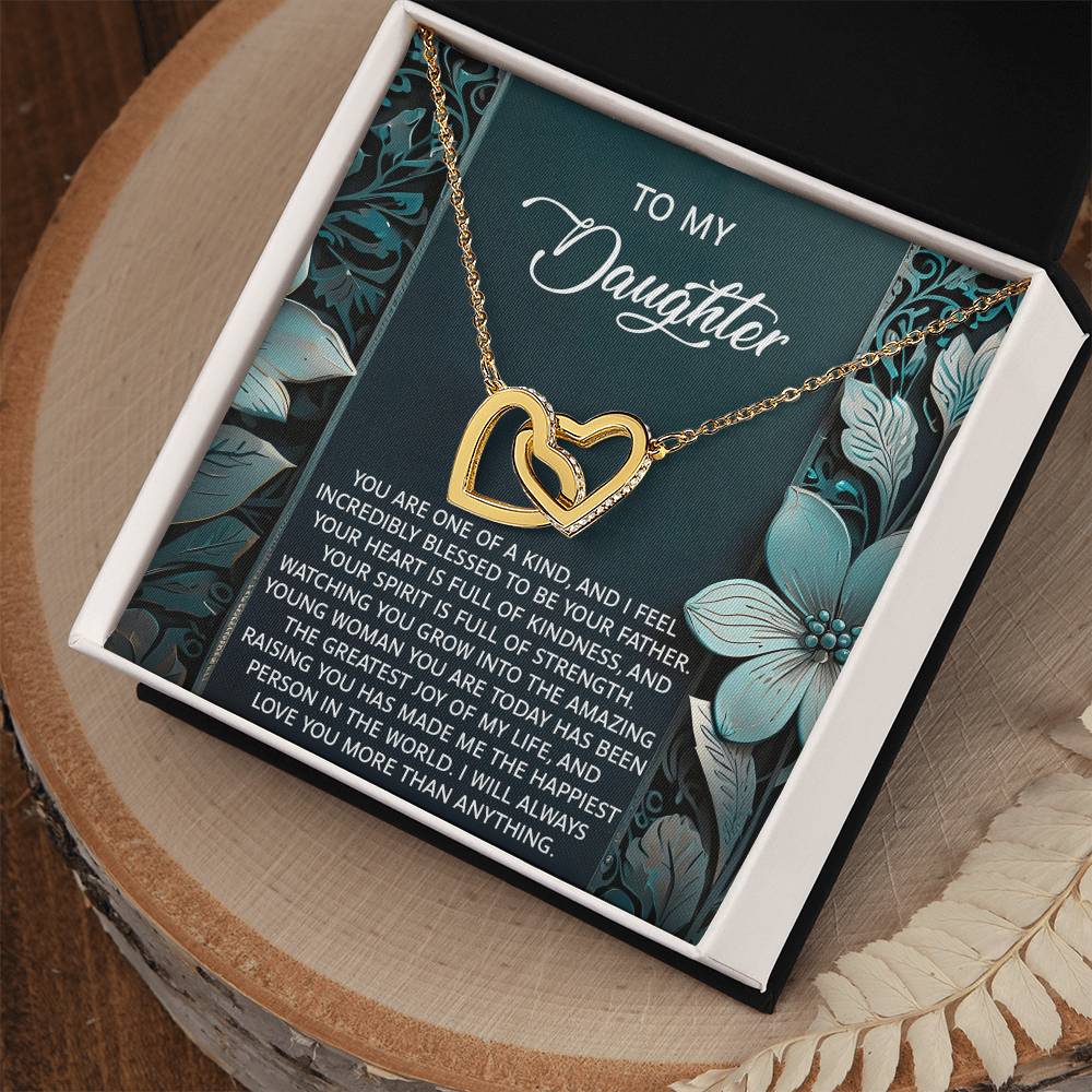 Daughter-Happiest Person Interlocking Hearts Necklace