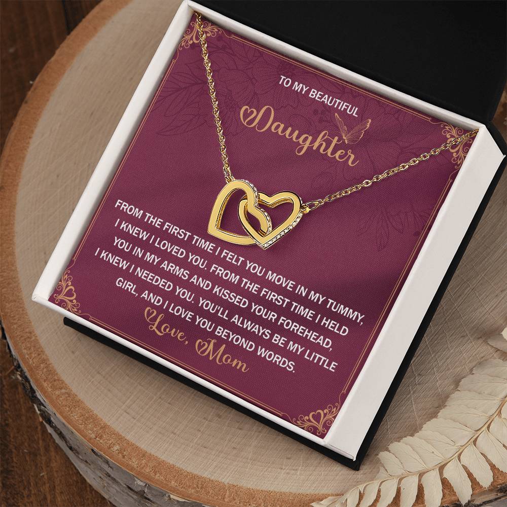 Daughter-Beyond Words Interlocking Hearts Necklace
