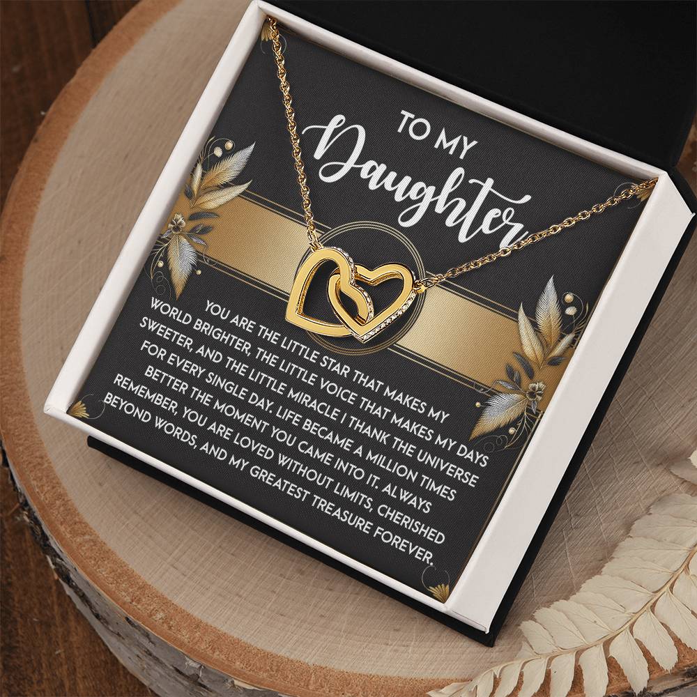 Daughter-Greatest Treasure Interlocking Hearts Necklace
