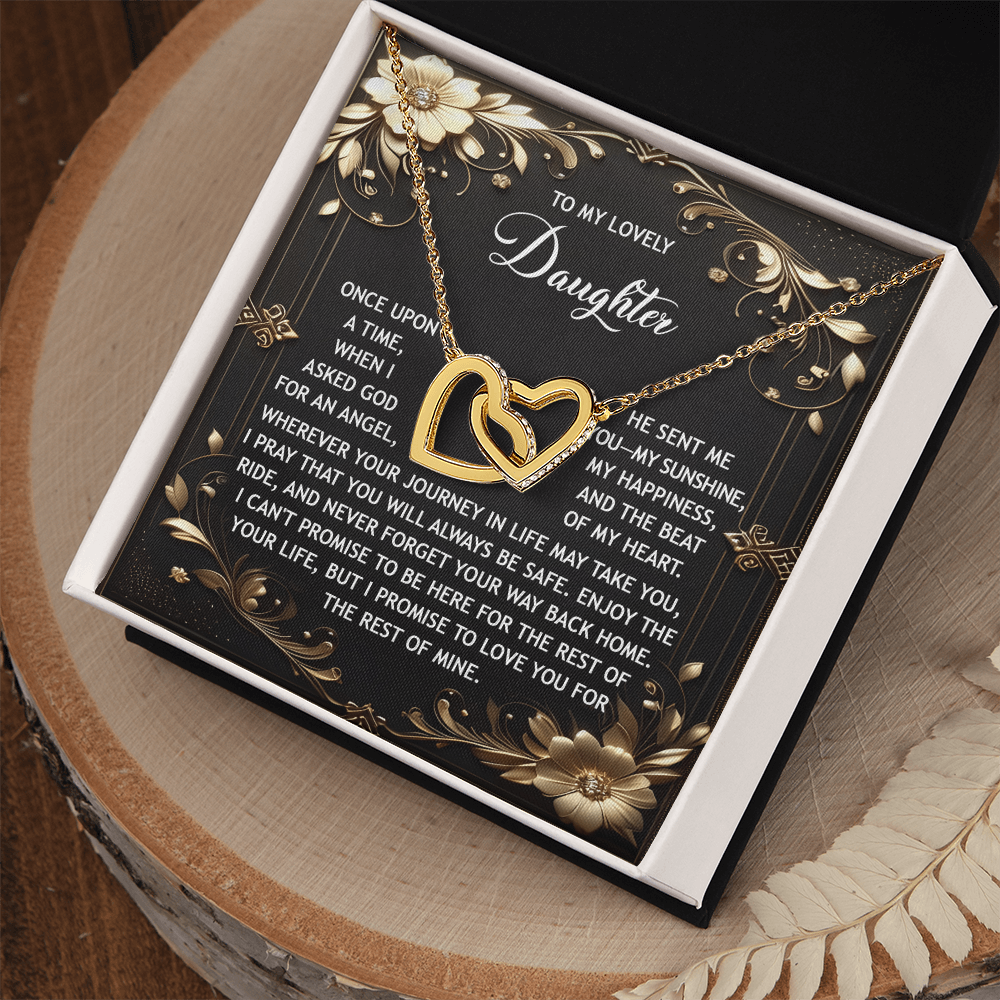 Daughter-Be Safe Interlocking Hearts Necklace