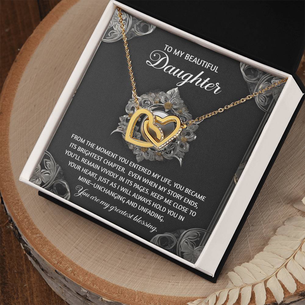 Daughter-Greatest Blessing Interlocking Hearts Necklace