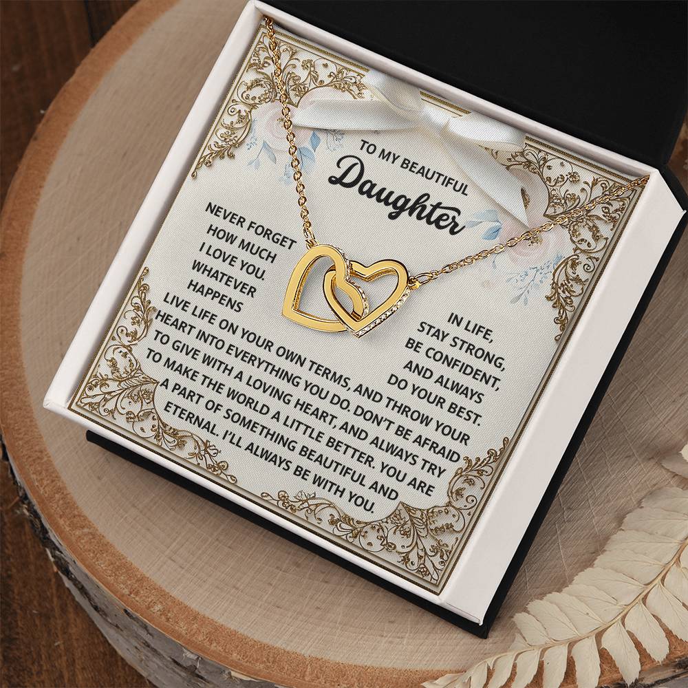 Daughter-Beautiful And Eternal Interlocking Hearts Necklace