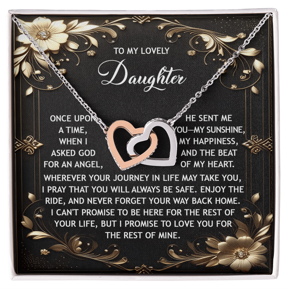Daughter-Be Safe Interlocking Hearts Necklace