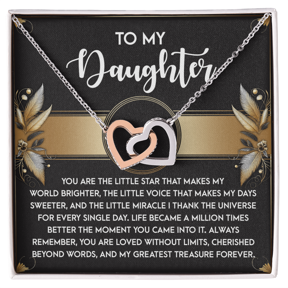 Daughter-Greatest Treasure Interlocking Hearts Necklace