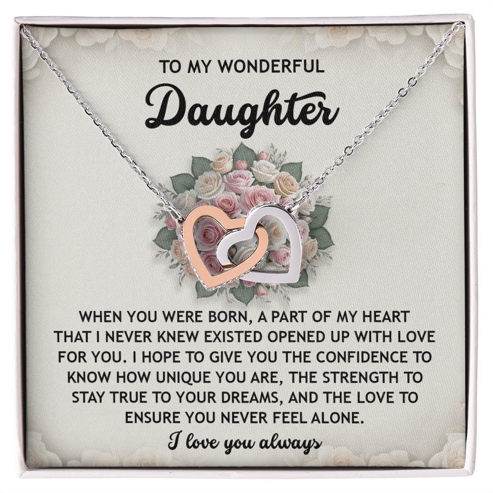 Daughter-Stay True | Interlocking Hearts Necklace