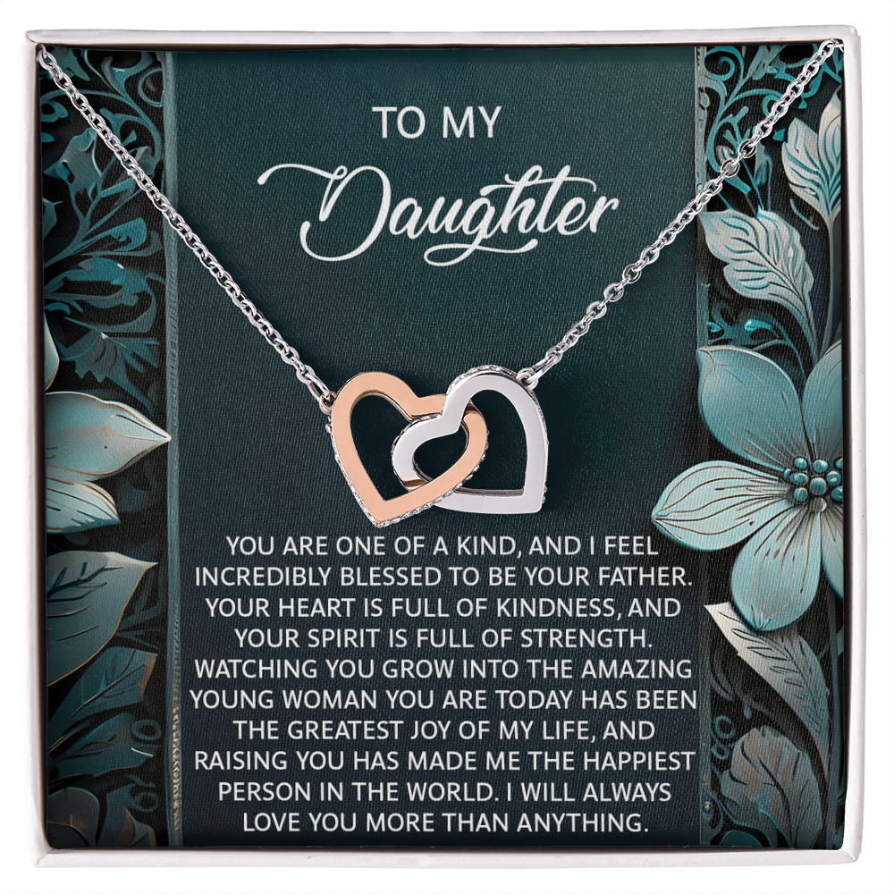 Daughter-Happiest Person Interlocking Hearts Necklace