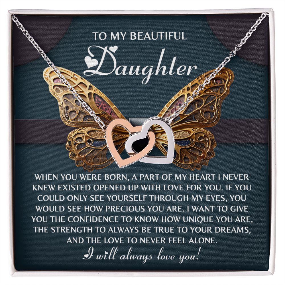 Daughter-Never Feel Alone | Interlocking Hearts Necklace