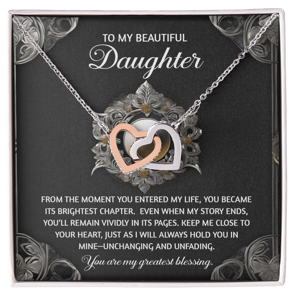 Daughter-Greatest Blessing Interlocking Hearts Necklace