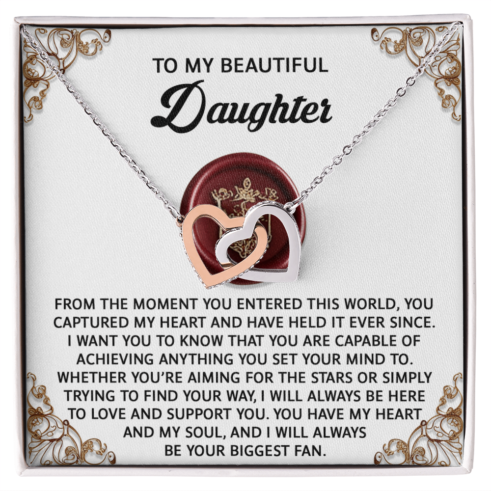 Daughter-Biggest Fan Interlocking Hearts Necklace