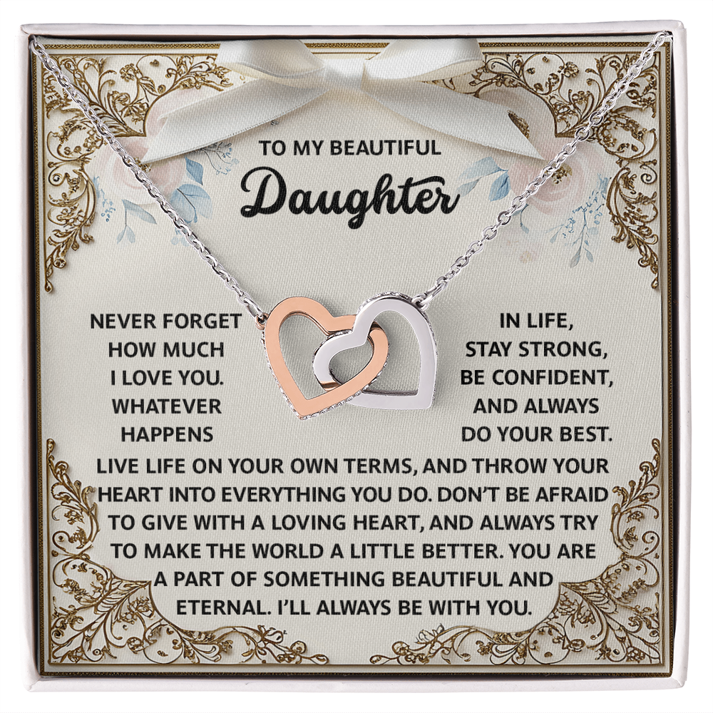 Daughter-Beautiful And Eternal Interlocking Hearts Necklace