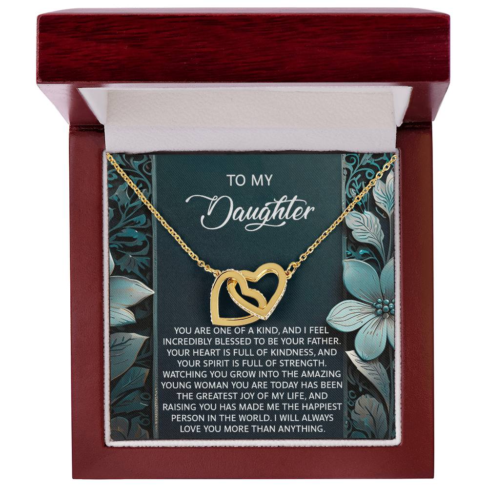 Daughter-Happiest Person Interlocking Hearts Necklace