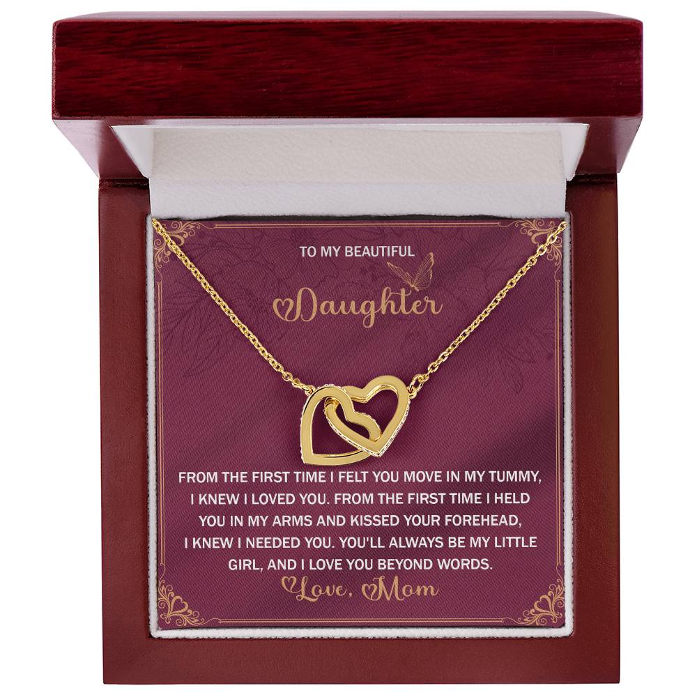 Daughter-Beyond Words Interlocking Hearts Necklace