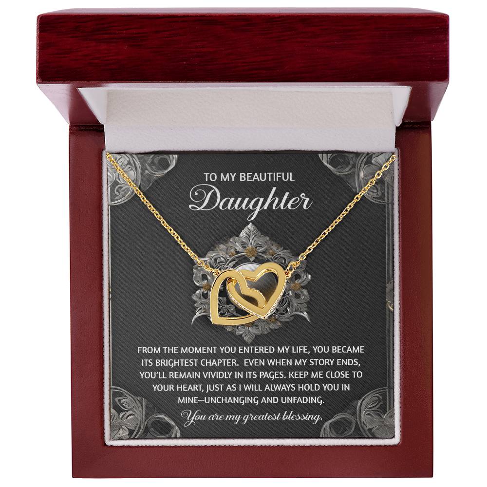 Daughter-Greatest Blessing Interlocking Hearts Necklace