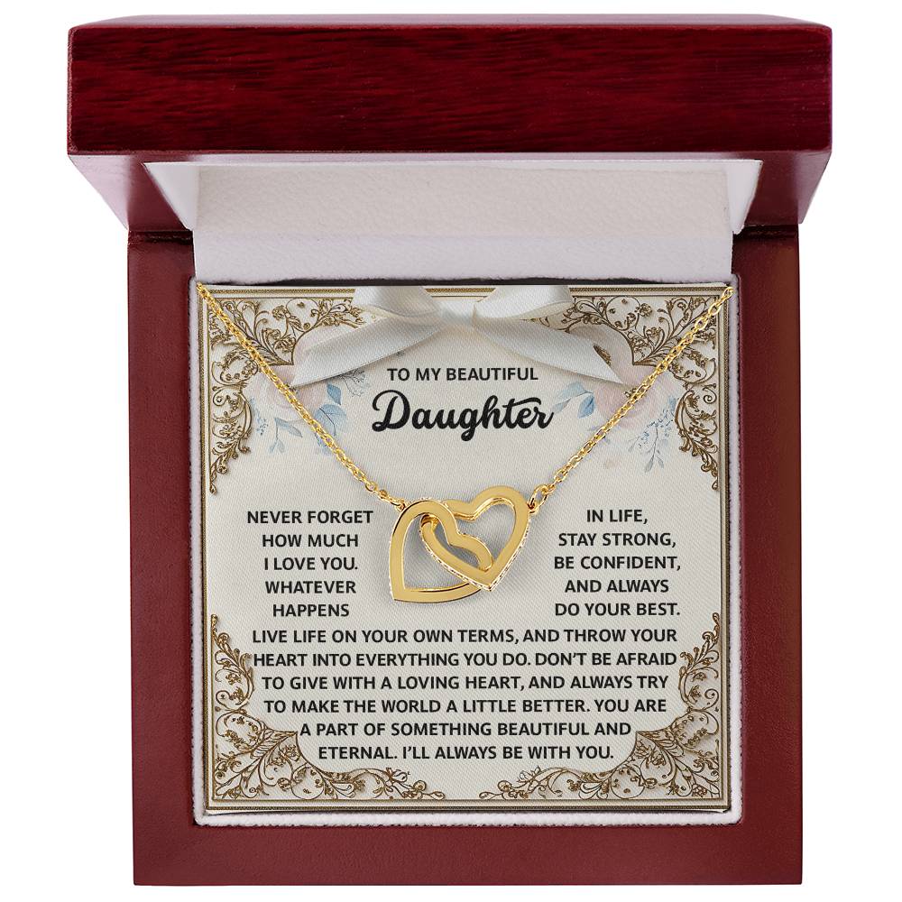 Daughter-Beautiful And Eternal Interlocking Hearts Necklace