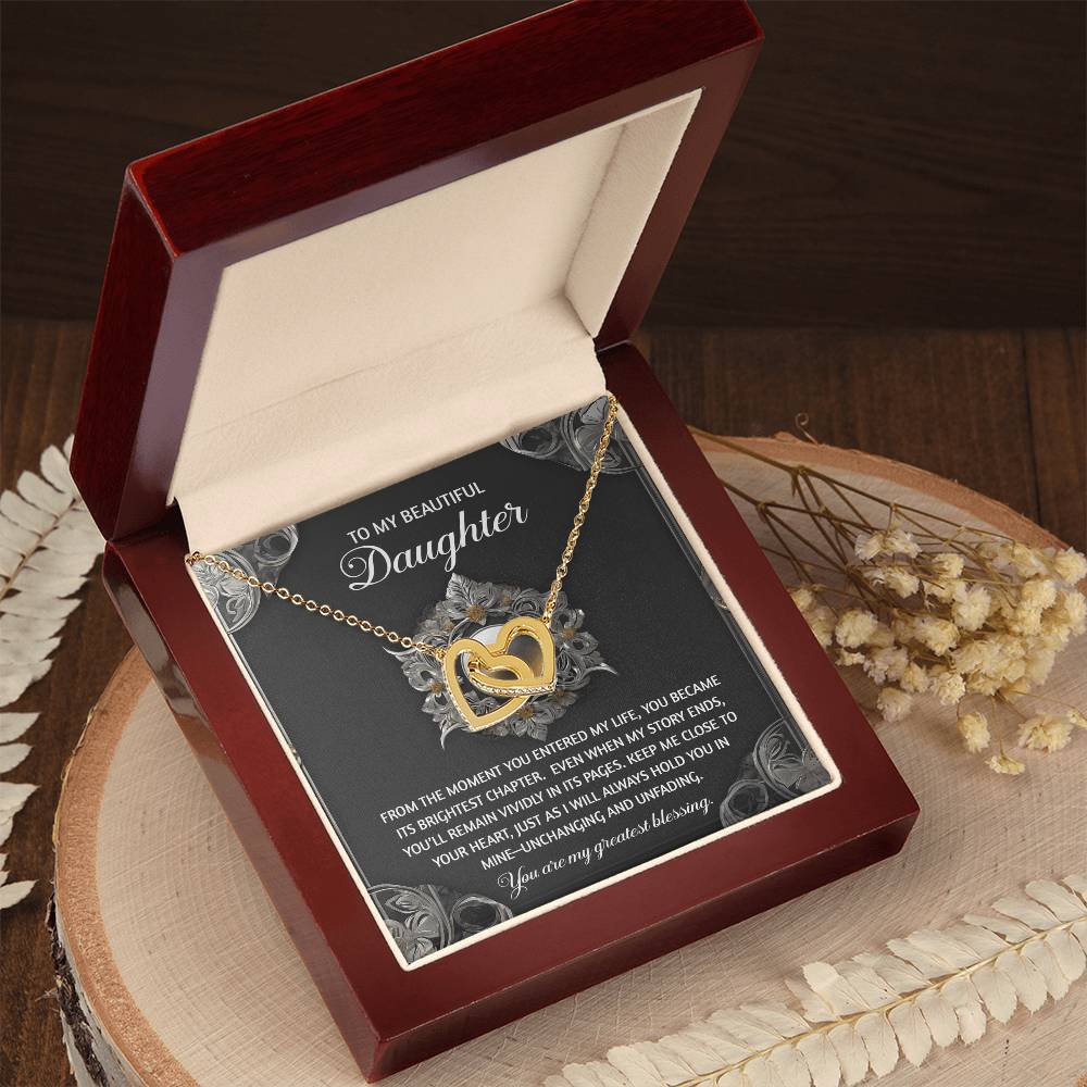 Daughter-Greatest Blessing Interlocking Hearts Necklace