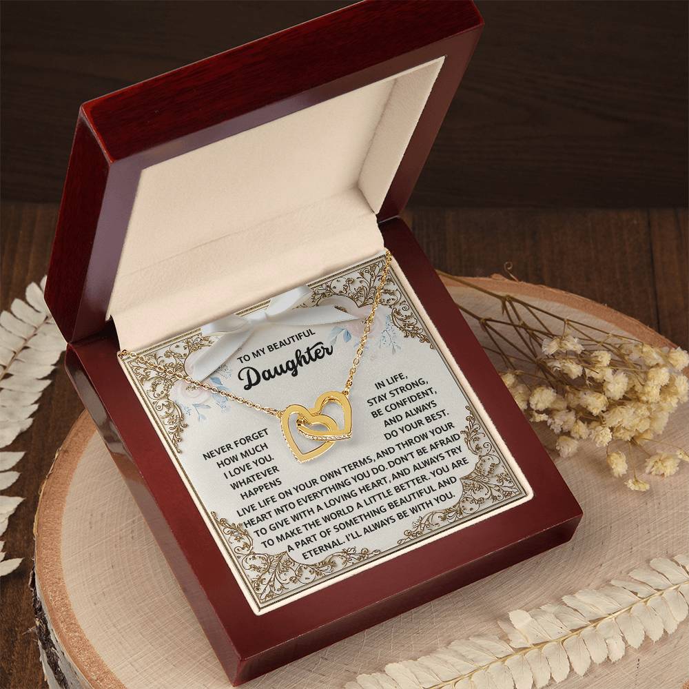 Daughter-Beautiful And Eternal Interlocking Hearts Necklace