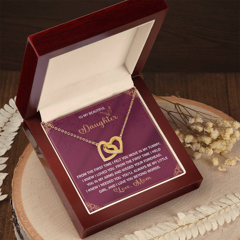 Daughter-Beyond Words Interlocking Hearts Necklace