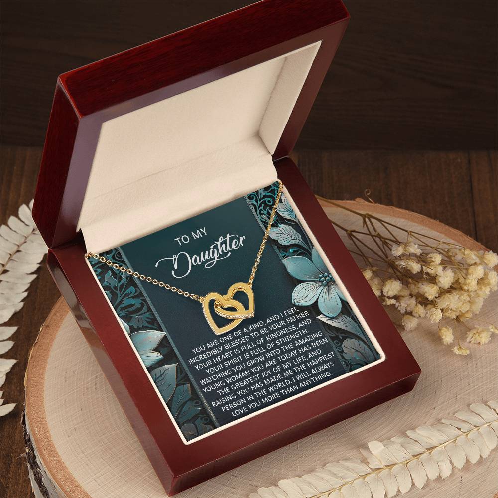 Daughter-Happiest Person Interlocking Hearts Necklace