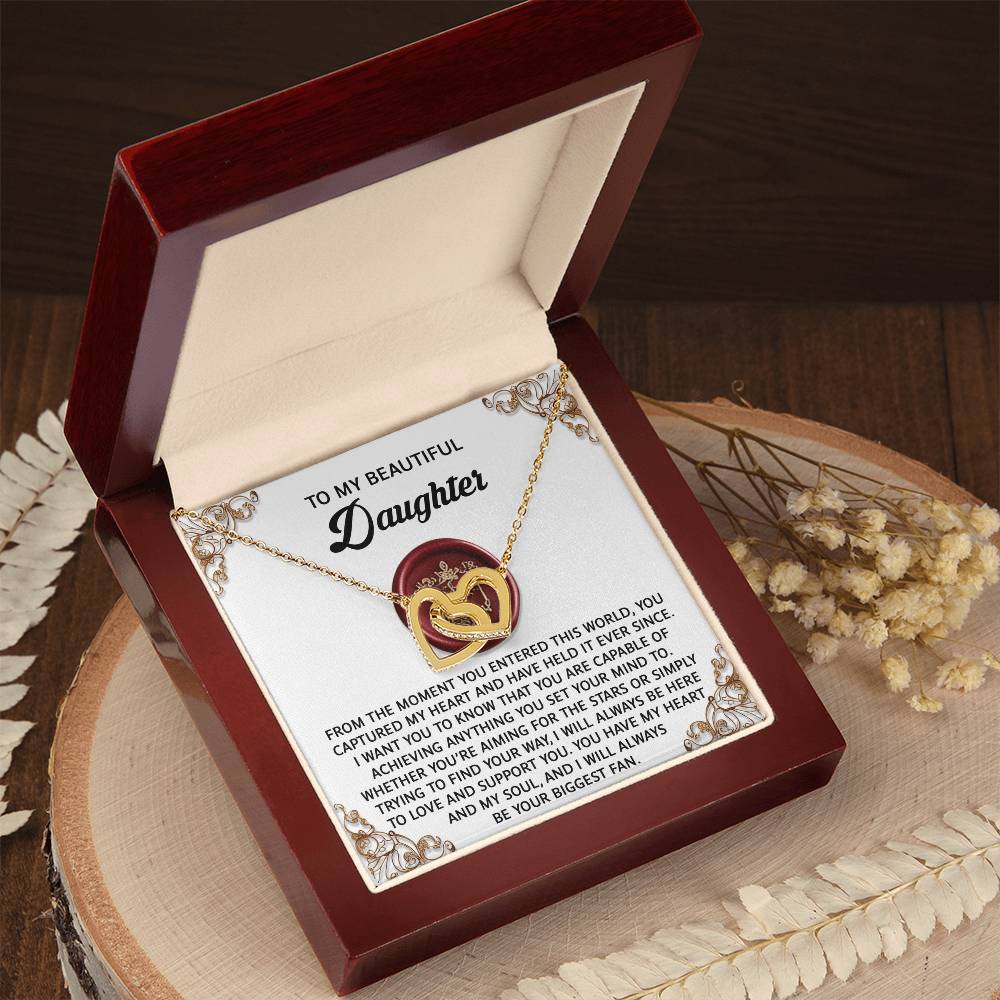 Daughter-Biggest Fan Interlocking Hearts Necklace