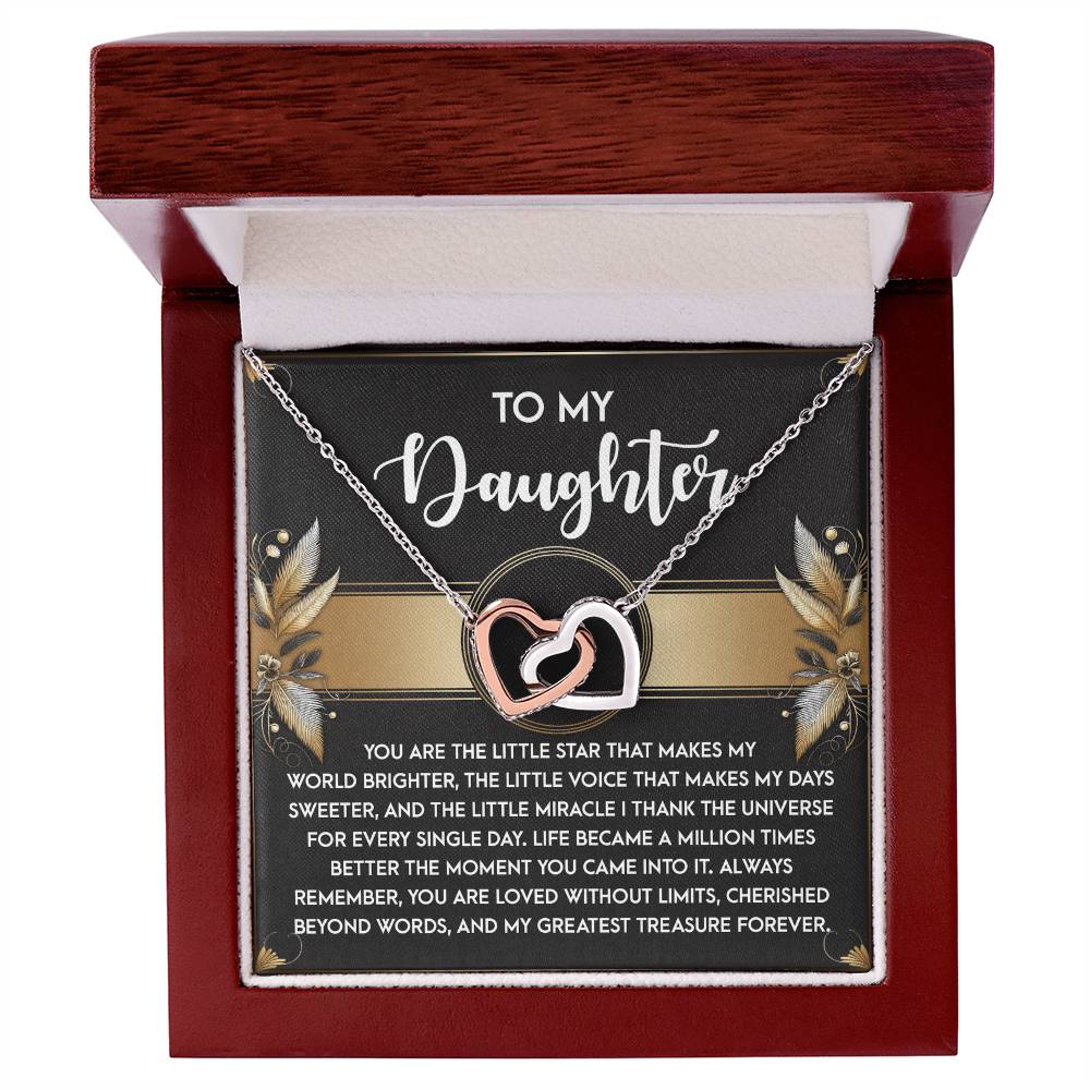 Daughter-Greatest Treasure Interlocking Hearts Necklace