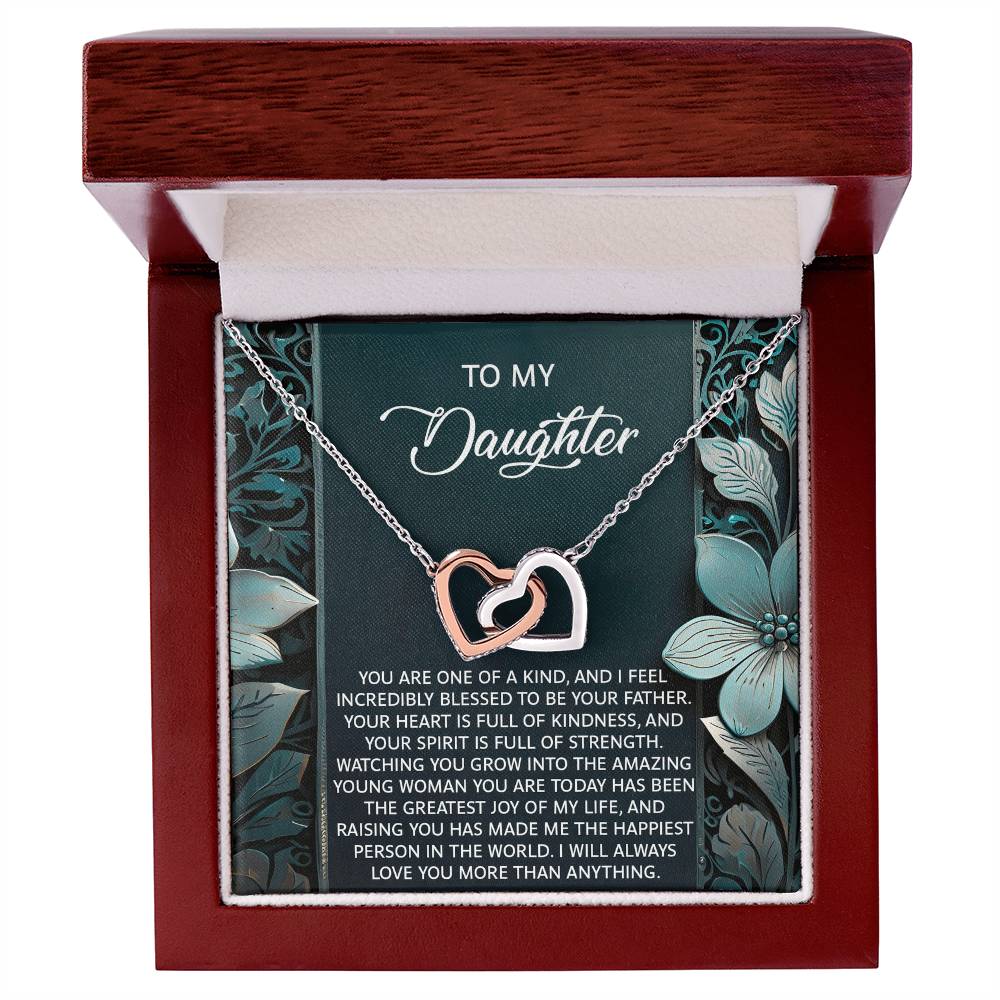 Daughter-Happiest Person Interlocking Hearts Necklace