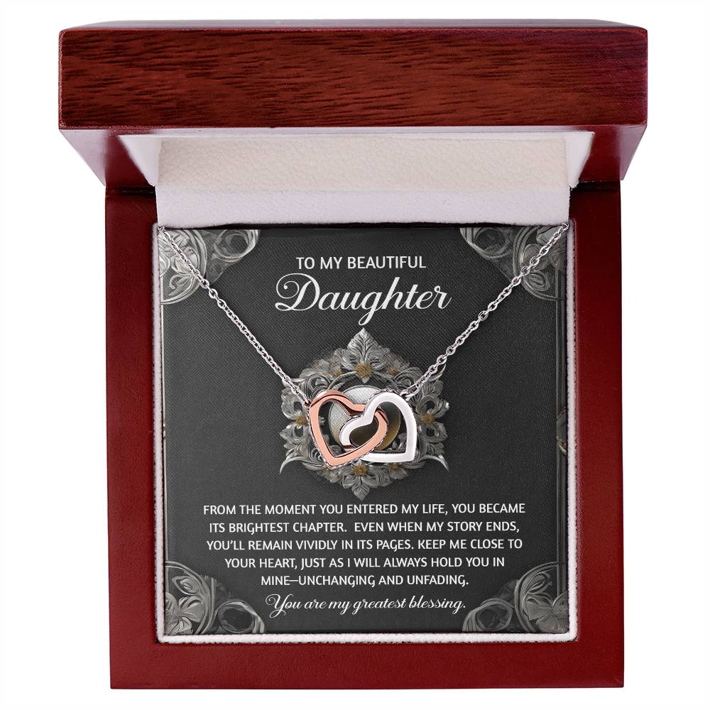 Daughter-Greatest Blessing Interlocking Hearts Necklace