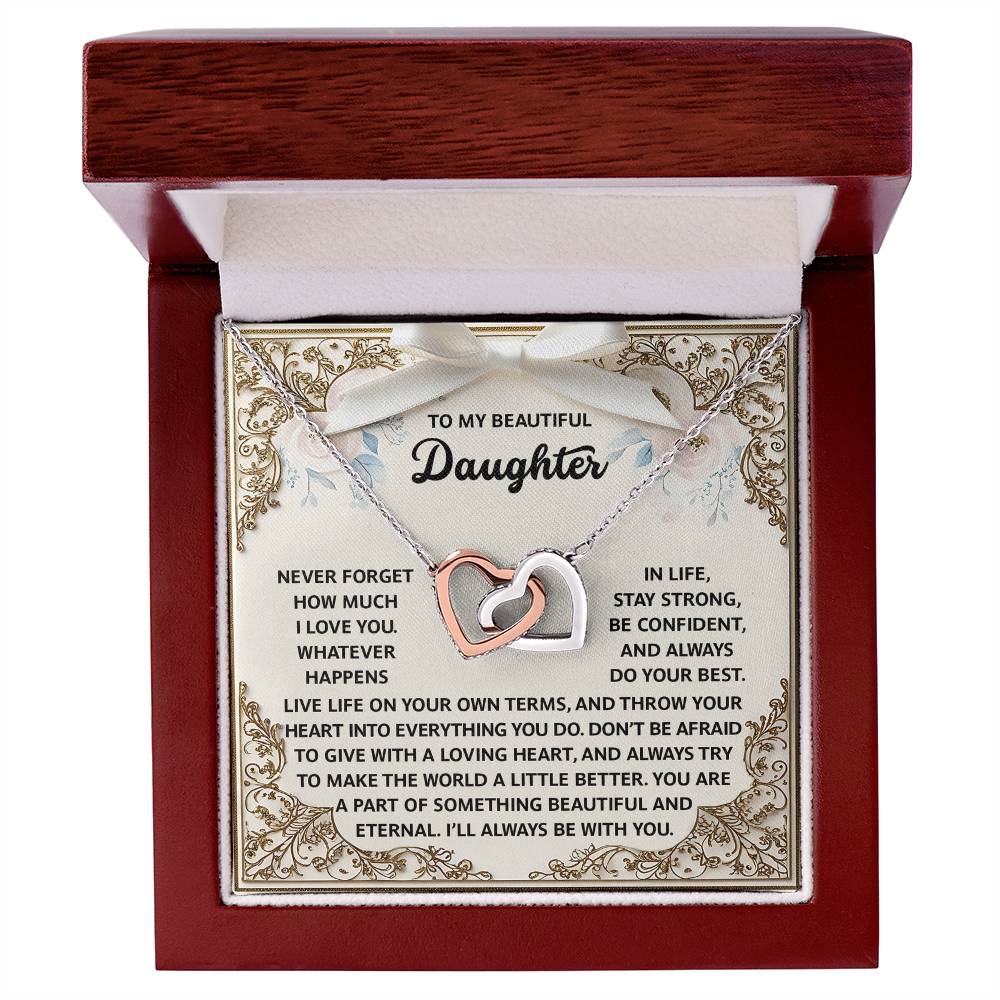 Daughter-Beautiful And Eternal Interlocking Hearts Necklace