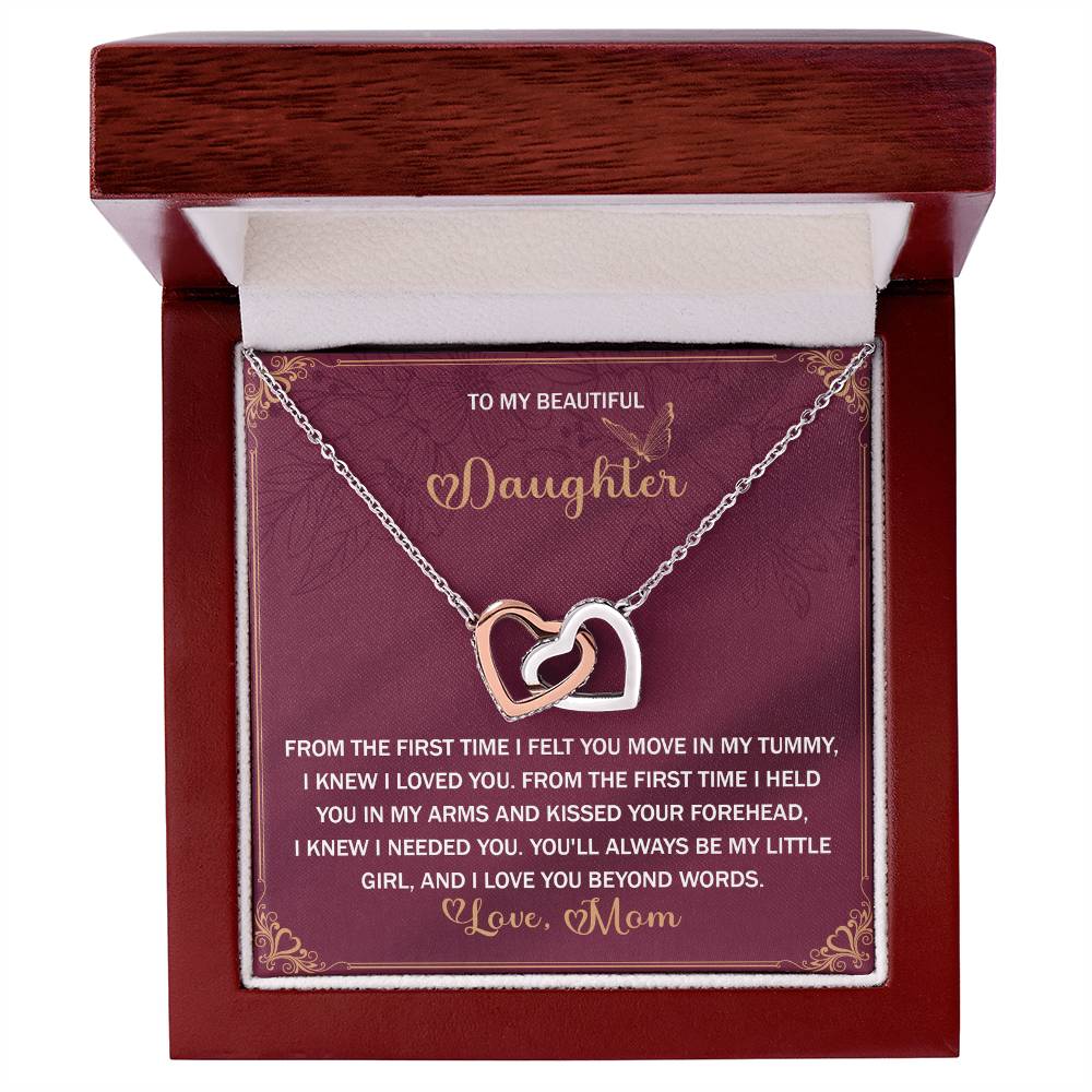 Daughter-Beyond Words Interlocking Hearts Necklace