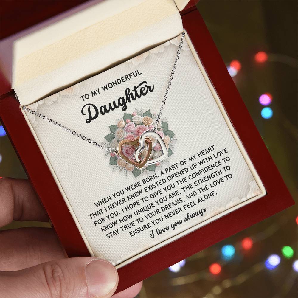 Daughter-Stay True | Interlocking Hearts Necklace