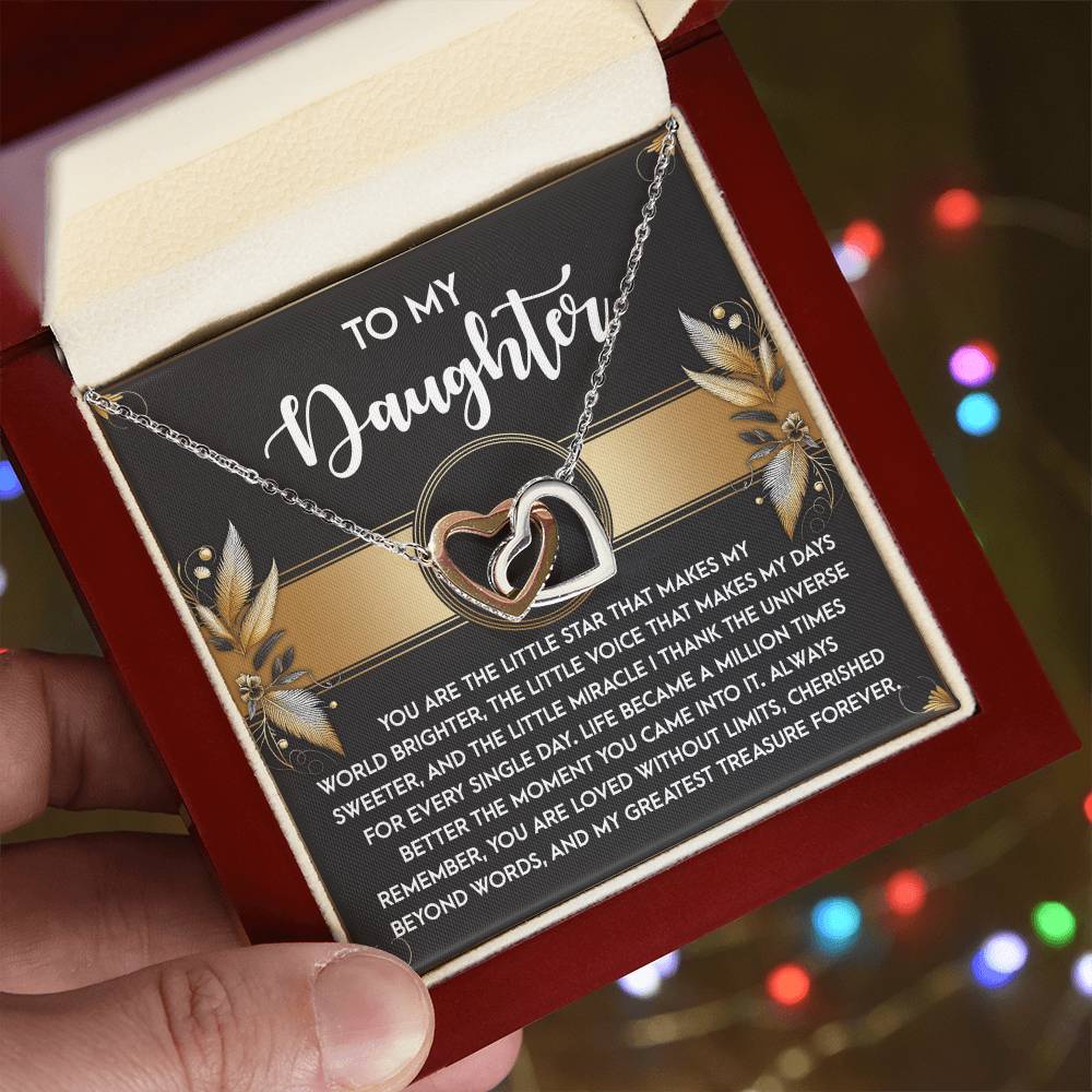 Daughter-Greatest Treasure Interlocking Hearts Necklace