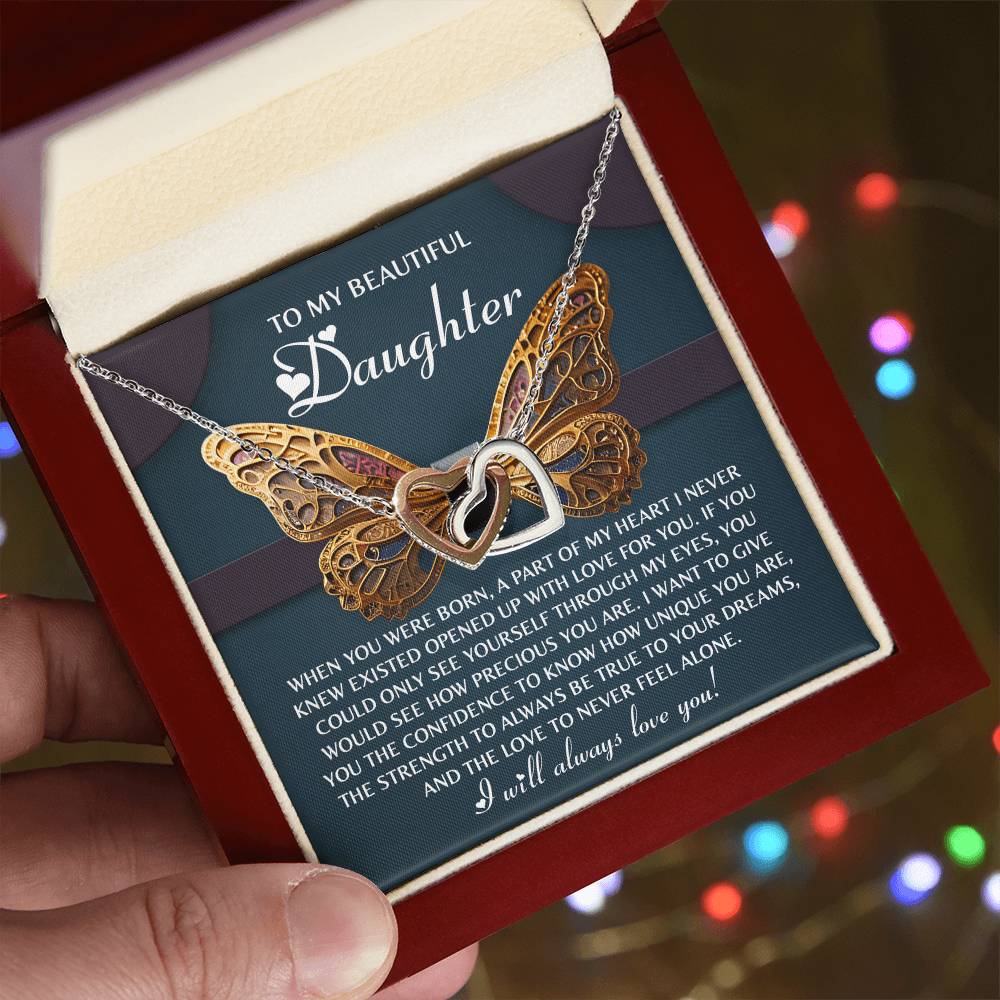 Daughter-Never Feel Alone | Interlocking Hearts Necklace