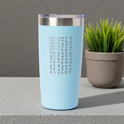 a011 - Wrestling American Flag 20oz Stainless Steel Tumbler