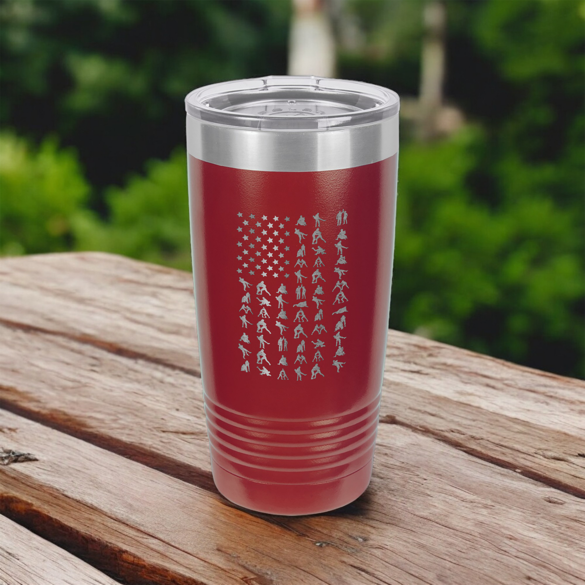 a011 - Wrestling American Flag 20oz Stainless Steel Tumbler