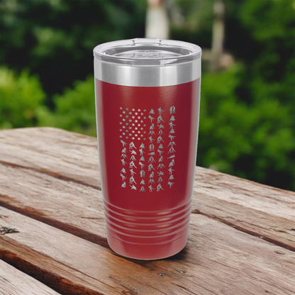 a011 - Wrestling American Flag 20oz Stainless Steel Tumbler