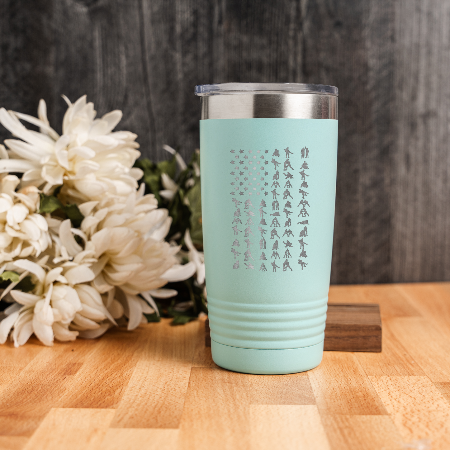a011 - Wrestling American Flag 20oz Stainless Steel Tumbler