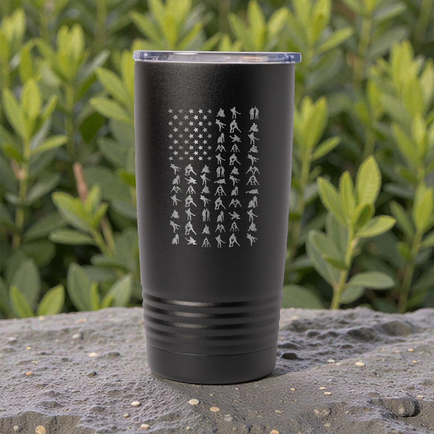 a011 - Wrestling American Flag 20oz Stainless Steel Tumbler