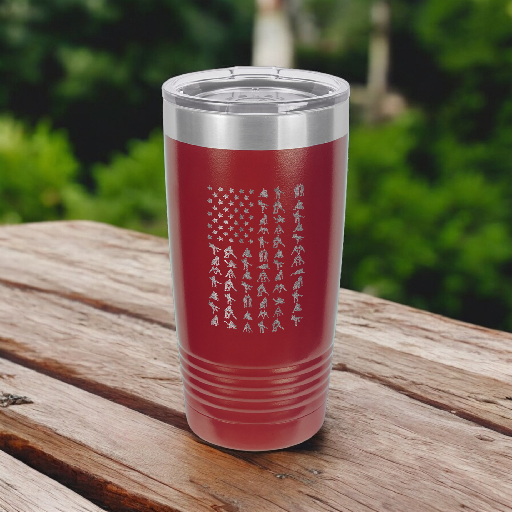 a011 - Wrestling American Flag 20oz Stainless Steel Tumbler