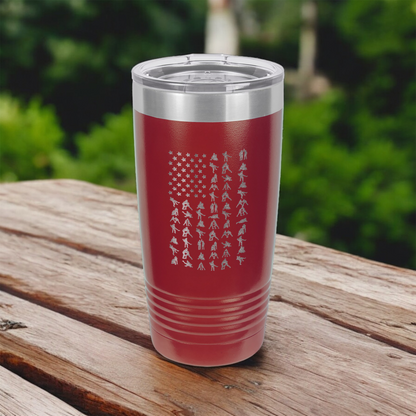 a011 - Wrestling American Flag 20oz Stainless Steel Tumbler
