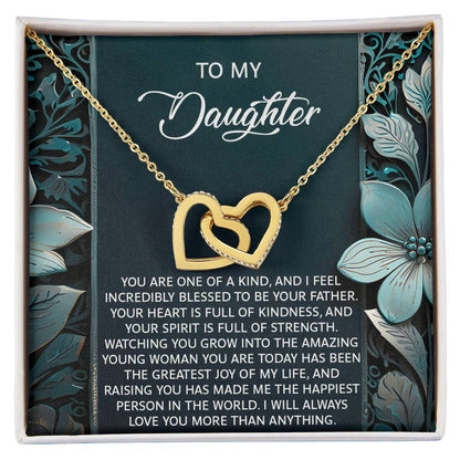 Daughter-Happiest Person Interlocking Hearts Necklace