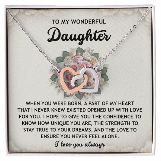 Daughter-Stay True | Interlocking Hearts Necklace