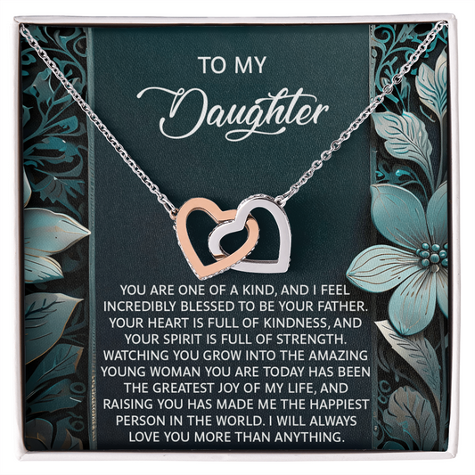 Daughter-Happiest Person Interlocking Hearts Necklace