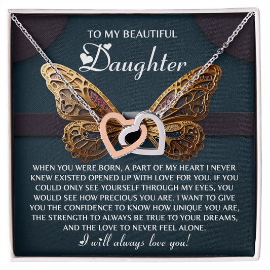 Daughter-Never Feel Alone | Interlocking Hearts Necklace