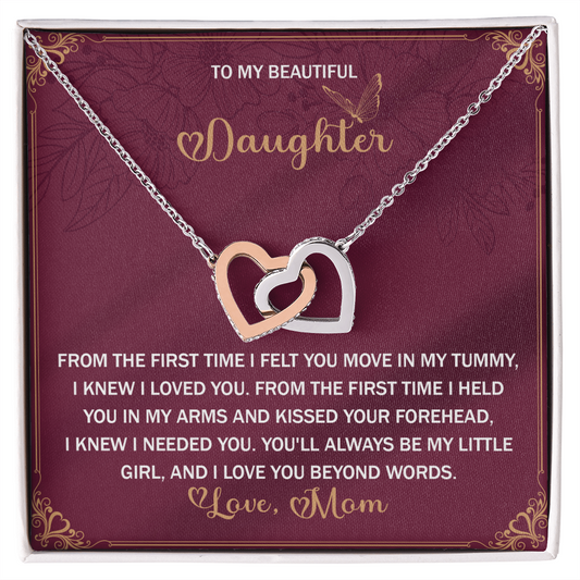 Daughter-Beyond Words Interlocking Hearts Necklace